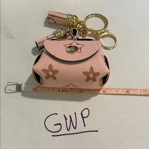 Pink Floral Keychain & earbud holder -GWP